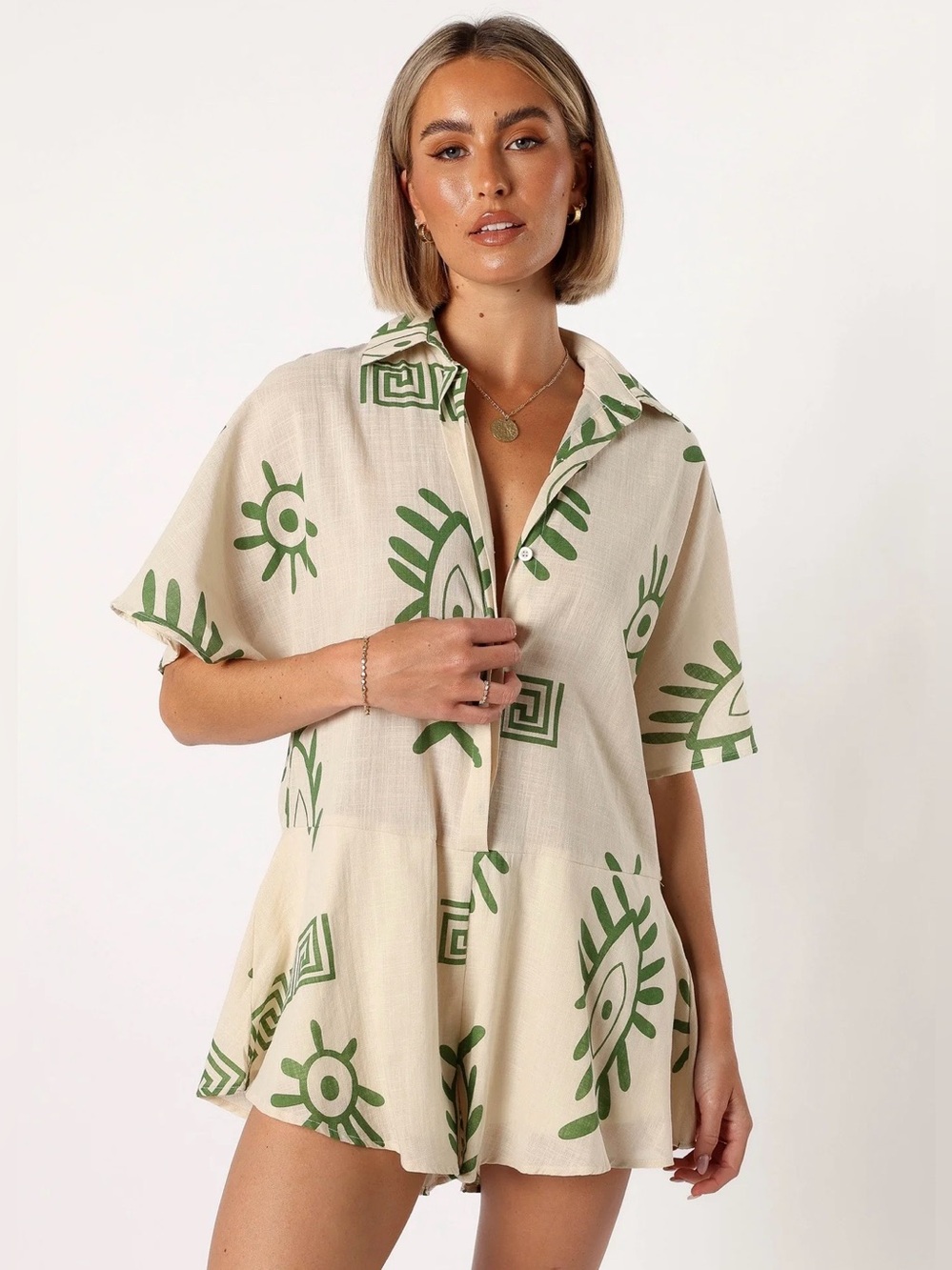 Petal & Pup Sebastian Romper with Green Print Motif, New NWT, size XL